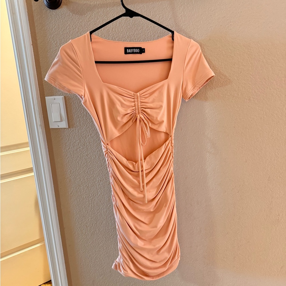 Baby boo peach small sleved dress